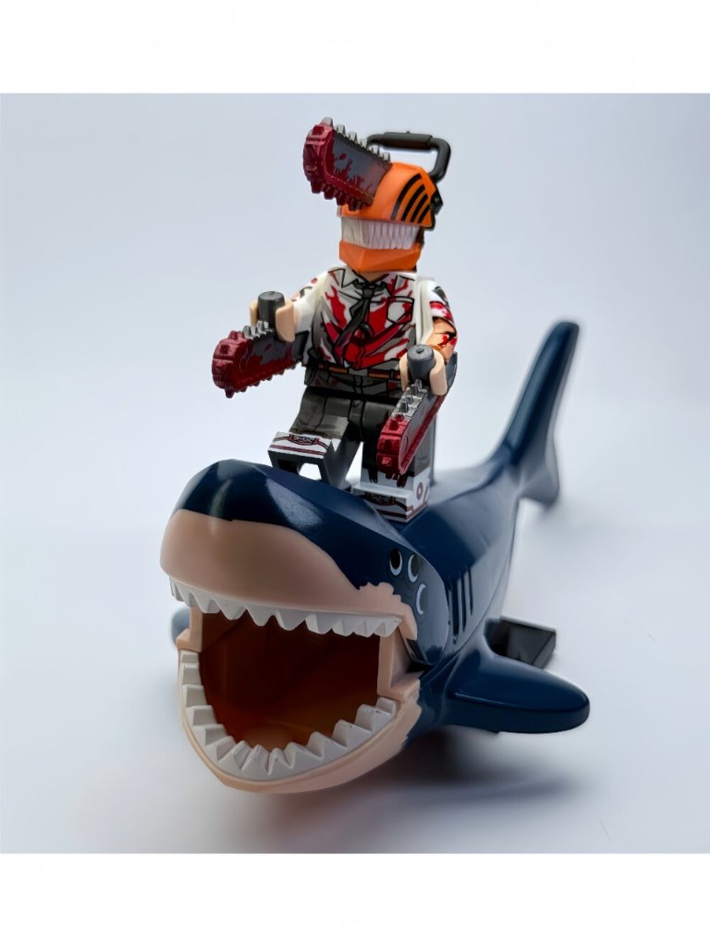 Chainsaw Man Denji Shark Ride Custom Minifigure Set with Pochita - Picture 3 of 6